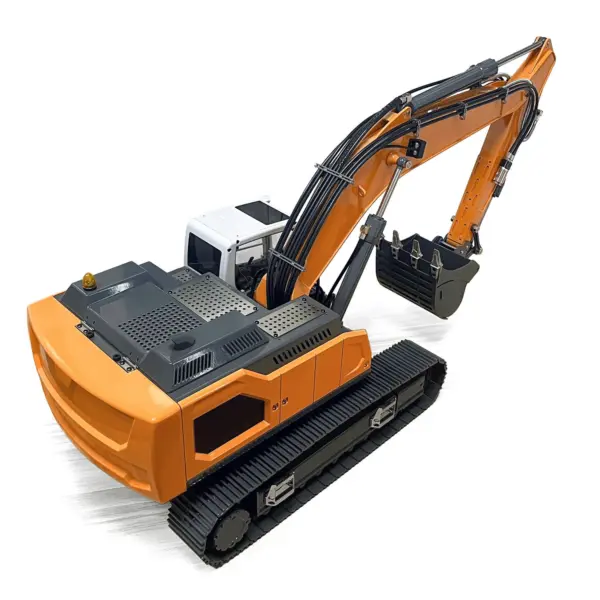 XDRC 1/14 Full Metal RC Excavator 945 Remote Control Tracked Hydraulic Construction Vehicles Trucks 5CH Reversing Valves PL18EV Radio Light Sound Quick Coupler Steel