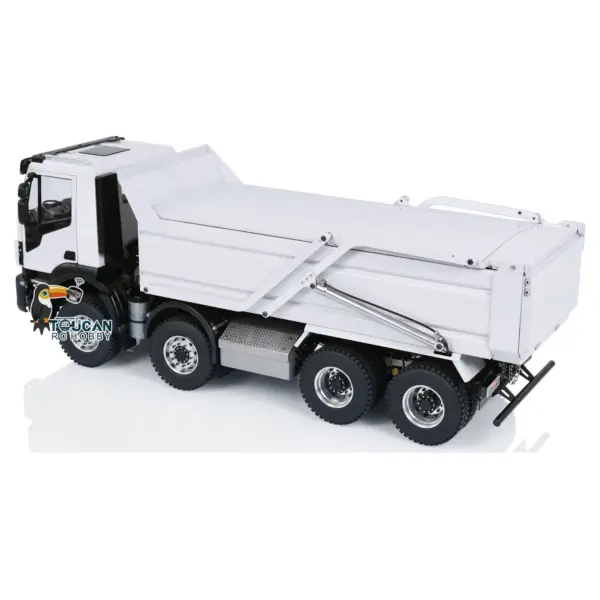 Metal 1/14 8x4 RC Tipper Truck Remote Control Hydraulic Dumper Lorry Car Model Flip-over Cover 2speed Transmission LED Lights Sound System