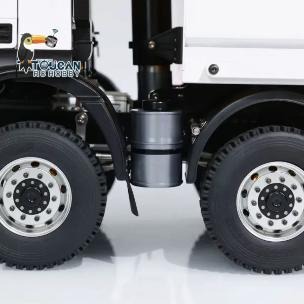 Metal 1/14 8x4 RC Tipper Truck Remote Control Hydraulic Dumper Lorry Car Model Flip-over Cover 2speed Transmission LED Lights Sound System