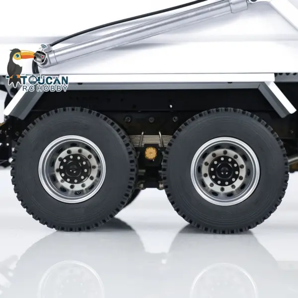 Metal 1/14 8x4 RC Tipper Truck Remote Control Hydraulic Dumper Lorry Car Model Flip-over Cover 2speed Transmission LED Lights Sound System