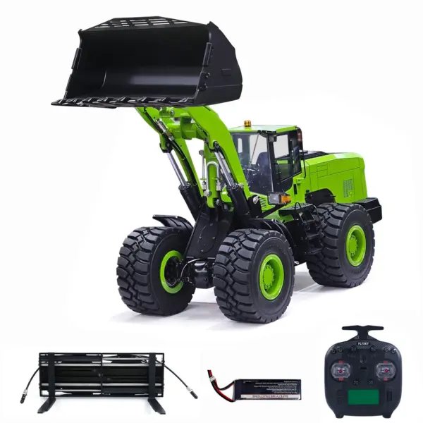 1/14 RC Metal Hydraulic Loader WA480 Whee1d Electric Construction Heavy Machine Quick Coupler Fork Bucket Light Sound ST8 Radio Battery