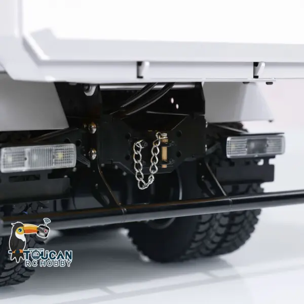 Metal 1/14 8x4 RC Tipper Truck Remote Control Hydraulic Dumper Lorry Car Model Flip-over Cover 2speed Transmission LED Lights Sound System
