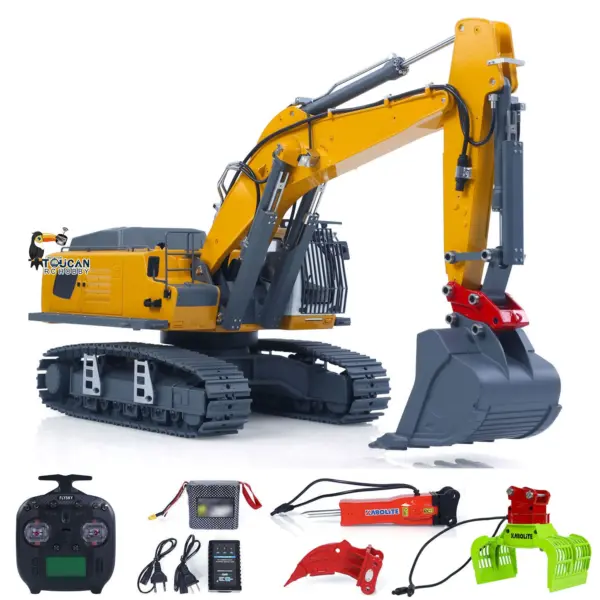 KABOLITE 1/18 K962 100S Remote Control Hydraulic Excavator RC Digger Construction Truck Electric Claw Ripper Hammer ST8 Light Sound