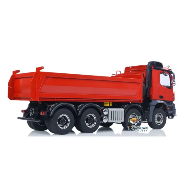 1/14 8x8 RC Hydraulic Dump Truck Metal Radio Control Tipper Car Model Sounds Lights 3-speed Differential Lock Axles ST8 for Adult