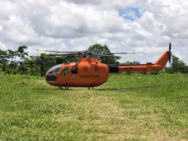 FLISHRC BO105 (MBB Bölkow Orange) RTF FL500 V2 500 Class/Size Scale RC Helicopter